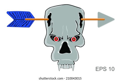 Arrow through skull head for halloween with Vector EPS10