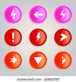 Arrow and Thunderbolt sign icon set Vector Illustration.