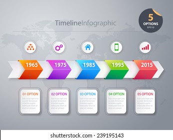 Arrow Timeline Infographic Design. Vector Illustration. Can Be Used For Infographics, Web Design, Diagram, Banners, Step Up Options, Workflow Layout, Etc.