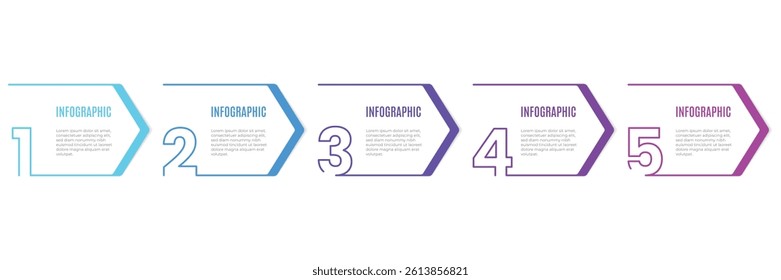 arrow timeline infographic template. 5 step or options