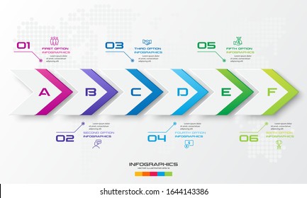 Arrow timeline infographic template,Business concept with 6 options,Vector illustration.