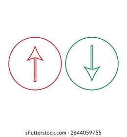 Vetor de ícone superior inferior. Logotipo vermelho verde.