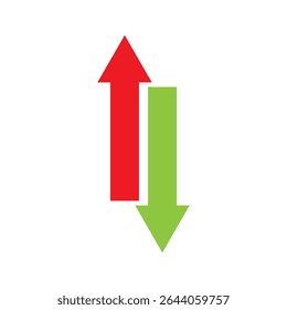 Arrow top bottom icon vector. Green red logo.