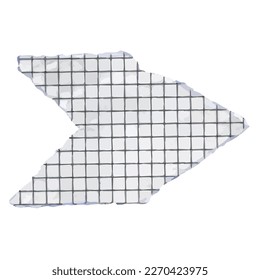 arrow from torn paper in a cell, torn paper cell in the shape of an arrow