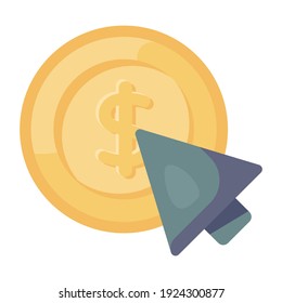 
Arrow touch on dollar currency symbolising cost per click concept 