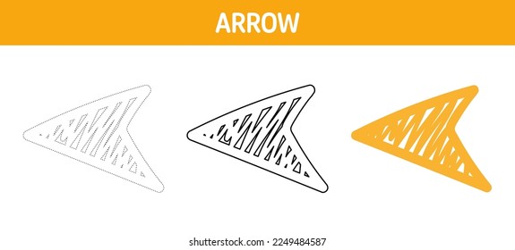 Arrow tracing and coloring worksheet for kids