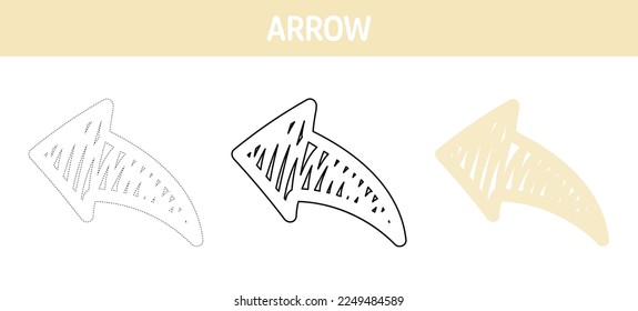 Arrow tracing and coloring worksheet for kids