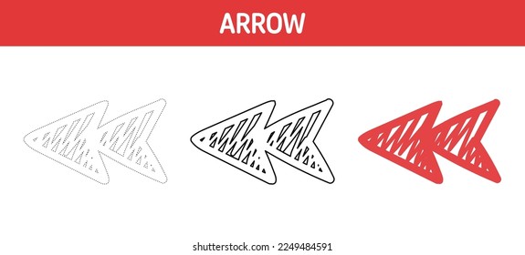 Arrow tracing and coloring worksheet for kids