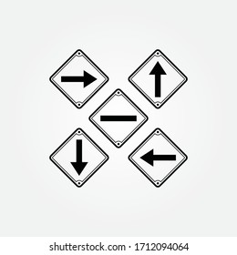 Arrow Traffic Sign Logo Template