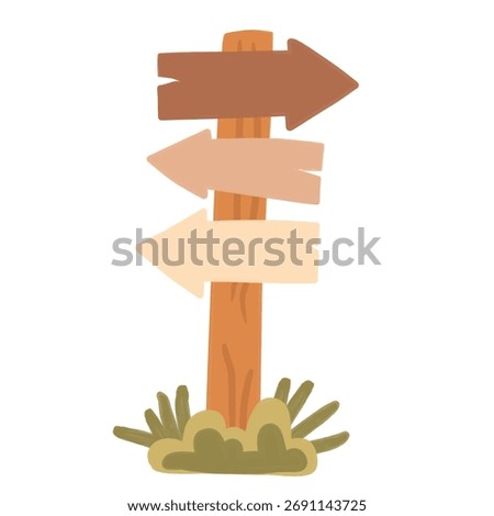 Arrow Trail Sign Illustration in Flat Cute Style for Adventure and Travel Design