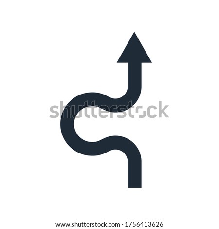 Arrow trajectory. Bypass an obstacle, danger. Vector icon isolated on white background.