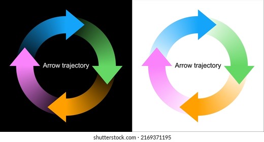 Arrow trajectory. Symbol graphics. Design element. Four arrows. Transparent image.