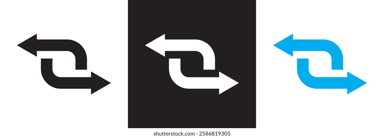 Arrow transfer icon.  isolated on white and black background. Vector illustration. EPS 10