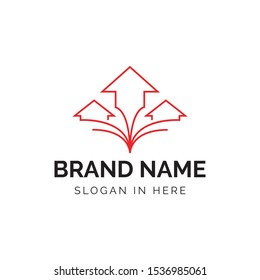 arrow tree with line art style vector logo illustration