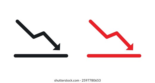 Arrow trend-down colored icon set. Stock Vector