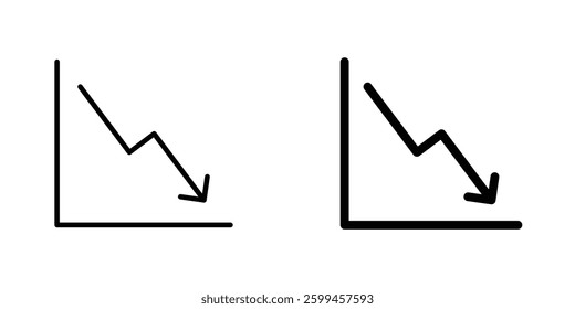 Arrow trend-down flat simple vector icons illustration set.