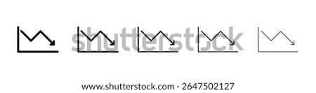 Arrow trend-down icon graphic set. trendy stroke line style