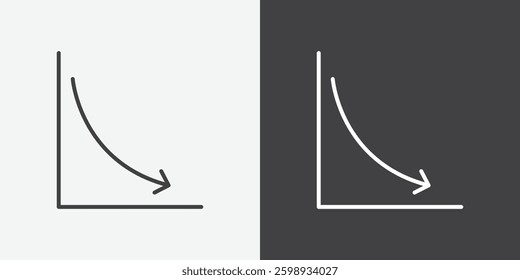 Arrow trend-down icons in Thin line black color. flat simple vector symbols illustration.