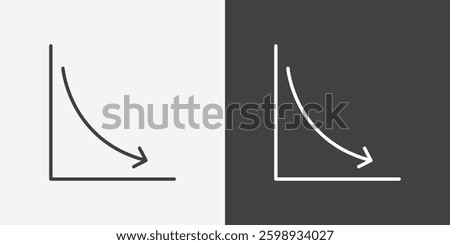 Arrow trend-down icons in Thin line black color. flat simple vector symbols illustration.
