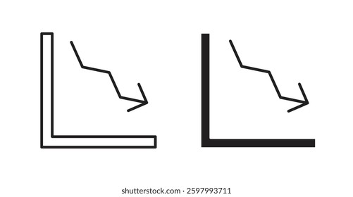 Arrow trend-down line icon vector set.