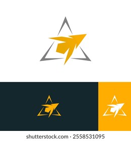arrow with triangle logo design concept