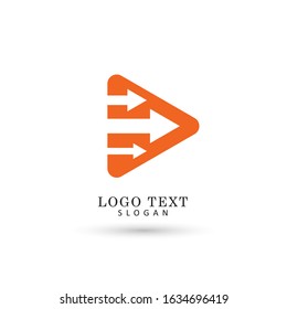 Arrow In Triangle Logo. Symbol & Icon Vector Template.