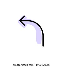 Giro de flecha con icono de vector de sombra de color en flechas establecidas