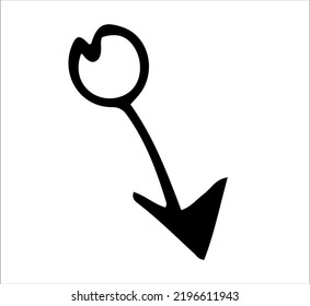 Arrow, turn indicator. Black and white sketch, logo, clipart, icon, icon, template. Isolated object on a white background. Vector image.