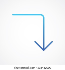 Arrow Turn Left to Down icon. Vector illustration for web sites and mobile applications. Simple Flat Metro design style. ESP10