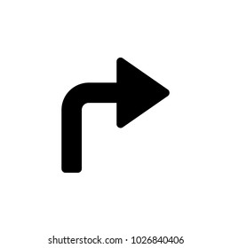 arrow turn right icon. Element different kinds of arrows for mobile concept and web apps. Icon for website design and development, app development. Premium icon on white background