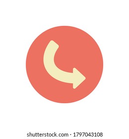 Pfeil nach rechts und biegt ab. Einfache Farbvektorelemente von Zeigericons für ui und ux, Website oder mobile Anwendungen