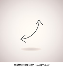 Arrow turning up and left isolated on white background. Trendy thin line icon for your web site design, app, UI. Vector illustration.