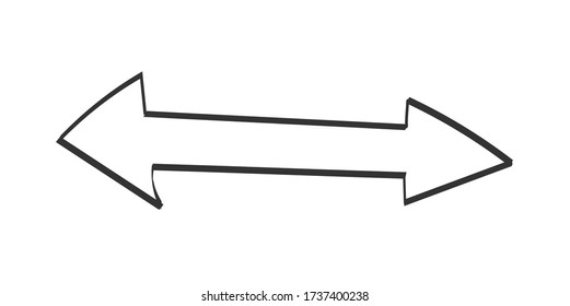 Arrow with two directions. Vector drawing in the Doodle style, isolated on a white background for design and theme design.
