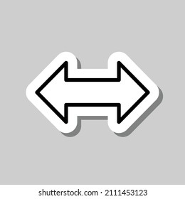 Arrow, two side simple icon vector. Flat desing. Sticker with shadow on gray background.ai