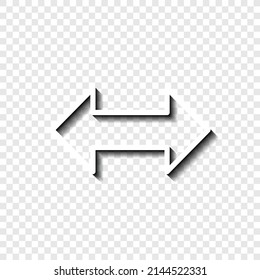 Arrow, two side simple icon vector. Flat desing. White with shadow on transparent grid.ai