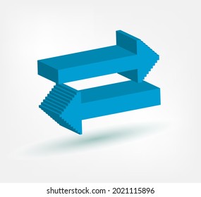 arrow two sides left right  pixel symbol sign vector logo isolated 3d