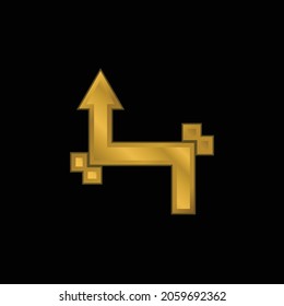 Arrow With Two Straight Angles gold plated metalic icon or logo vector
