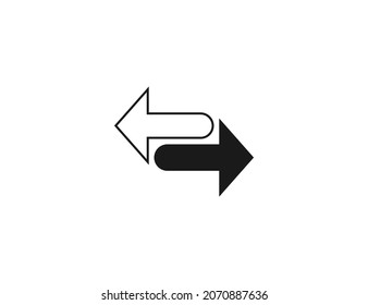 Flecha, dos direcciones, icono de dirección. Ilustración vectorial. Diseño plano.