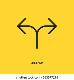 Arrow two way vector icon. Direction sign line icon.