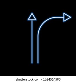 arrow, two ways neon icon. Simple thin line, outline vector of Arrow icons for UI and UX, website or mobile application on dark blue gradient background