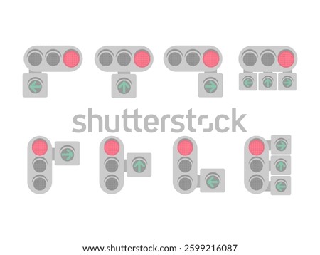 Arrow type traffic light illustration set (vertical, horizontal)