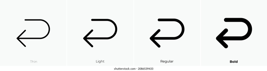 arrow u down left icon. Thin, Light Regular And Bold style design isolated on white background