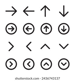 Arrow UI line icon set. Vector illustration