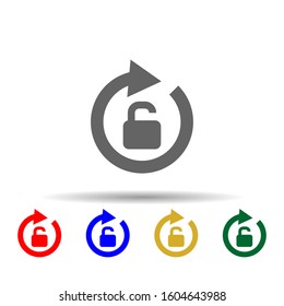 Arrow, unlock multi color style icon. Simple glyph, flat vector of arrows icons for ui and ux, website or mobile application