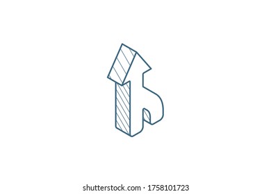 arrow up, direction, connecting isometric icon. 3d vector illustration. Isolated line art technical drawing. Editable stroke