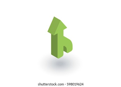 arrow up, direction, connecting isometric flat icon. 3d vector colorful illustration. Pictogram isolated on white background