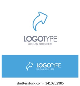 Arrow, Up, Direction, Right Blue Outline Logo Place for Tagline