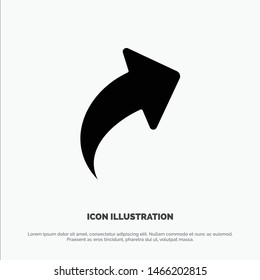 Arrow, Up, Direction, Right solid Glyph Icon vector. Vector Icon Template background