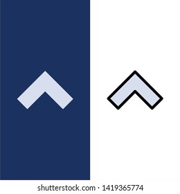 Arrow, Up, Forward  Icons. Flat and Line Filled Icon Set Vector Blue Background