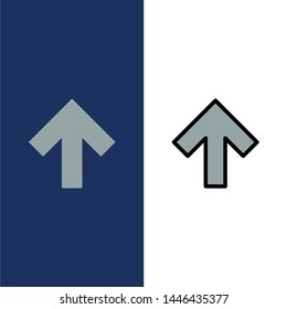 Arrow, Up, Forward  Icons. Flat and Line Filled Icon Set Vector Blue Background